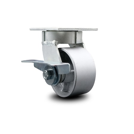 Service Caster 4 Inch Kingpinless Semi Steel Wheel Swivel Caster with Brake SCC-KP30S420-SSR-SLB